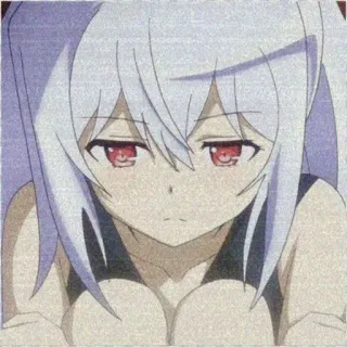 🙁 Anime, Garota, olhos vermelhos, cabelo branco telegram sticker