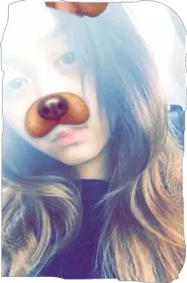 ❤ filtro cane, selfie, ritratto, filtro snapchat, giovane donna telegram sticker