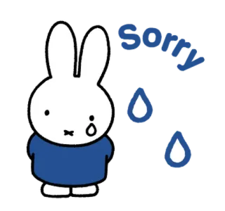 👍 Miffy Sorry excuse, mignon, lapin, dessin animé, triste, larmes telegram sticker