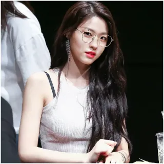 ☘ mujer, coreana, retrato, gafas, asiática, chica, femenina telegram sticker