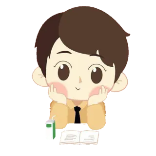 🤗 dibujos animados, niño, estudiando, leyendo, libro, estudiante telegram sticker