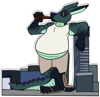 🏙 anthro, anthropomorphic, animal, beer, drinking, cartoon, sticker telegram sticker