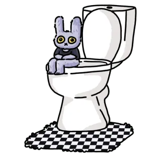 🚽 bunny, toilet, bathroom, sitting, cartoon, anthropomorphic telegram sticker