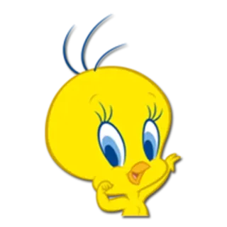 😃 Tweety Bird Tweety, Kreskówka, Żółty ptak, Looney Tunes, Warner Bros, Postać, Ptak telegram sticker