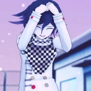 😅 Kokichi Oma Danganronpa V3: Killing Harmony аниме, манга, Кокичи Ома, Данганронпа, видеоигра, персонаж, улыбается telegram sticker