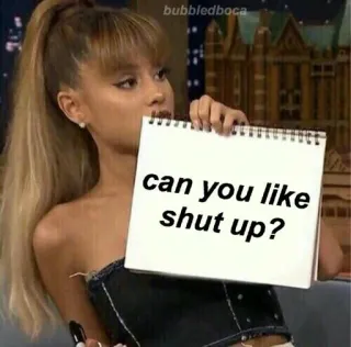 😐 can you like shut up? Meme, Śmieszne, Zamknij się, Humor, Gwiazda, Reakcja telegram sticker