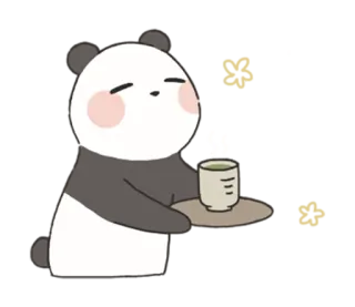 🌟 Panda, Teh, Kartun, Lucu, Minuman whatsapp sticker
