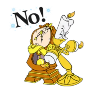 😶 Cogsworth and Lumiere Beauty and the Beast No! ค็อกสเวิร์ธ, ลูเมียร์, โฉมงามกับเจ้าชายอสูร, ดิสนีย์, การ์ตูน, แอนิเมชัน telegram sticker