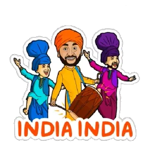 🇮🇳 INDIA INDIA 인도 문화, 축하, 음악, 드럼, 터번, 사람들, 전통 의상 telegram sticker