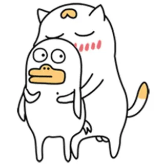 🤡 кот, утка, животное, милый, мультфильм whatsapp sticker