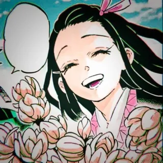 🌿 Nezuko Kamado Demon Slayer Anime, Manga, Nezuko, Demon Slayer, Blumen, Lächeln, Süß, Cartoon whatsapp sticker