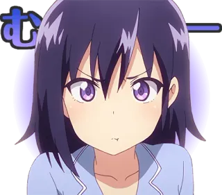 😡 む anime, capelli viola, ragazza, cartone animato, adesivo, manga telegram sticker