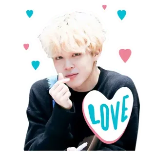 💜 LOVE любовь, сердце, человек, портрет, милый, чимин, kpop whatsapp sticker