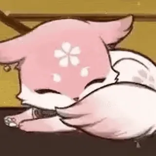 🦊 kat, schattig, roze, dier, slaap, kawaii telegram sticker