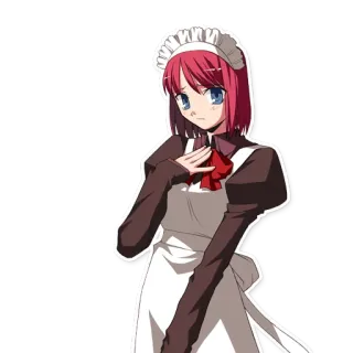 😔 Criada, Anime, Personaje, Mujer, Pelo Rojo, Lindo telegram sticker