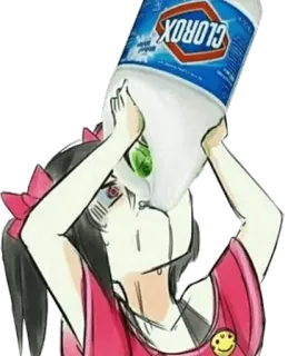 😵 CLOROX Anime, Clorox, Água Sanitária, Bebendo, Suicídio telegram sticker