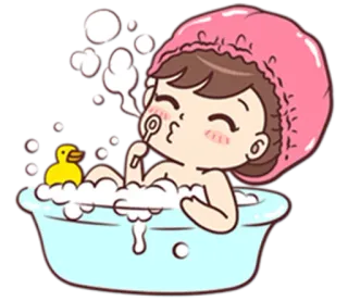 🛀 baño, burbujas, pato, dibujos animados, lindo, niño telegram sticker