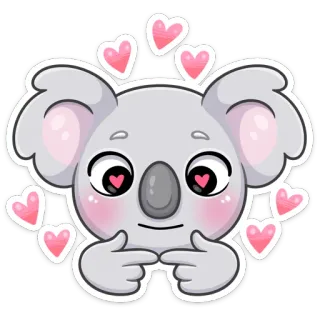 ❤️ Koala, Tier, süß, Cartoon, Herz, Liebe, Kawaii, Emoji whatsapp sticker
