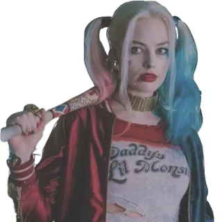 😟 Harley Quinn Suicide Squad Daddy's Lil Monster Harley Quinn, DC Comics, Suicide Squad, villain, baseball bat, Margot Robbie telegram sticker