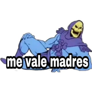 🙂 Skeletor Masters of the Universe me vale madres skeletor, meme, spensierato, cartone animato, cattivo telegram sticker