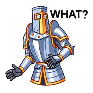 😳 WHAT? knight, question, confused, medieval, armor telegram sticker