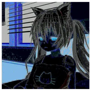 🦋 fille anime, oreilles de chat, art numérique, thème chat telegram sticker