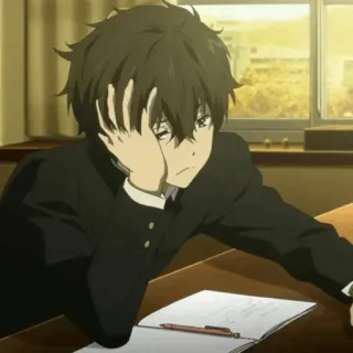 💞 anime, scuola, annoio, ragazzo, studente telegram sticker