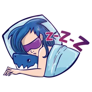 😴 Z-z-z 睡眠, 眠い, サメ, アニメ, zzz, 夢, 夜 telegram sticker