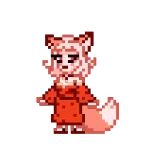 👩 cáo, anime, pixel art, kawaii, dễ thương, đỏ, furry, cô gái thú telegram sticker