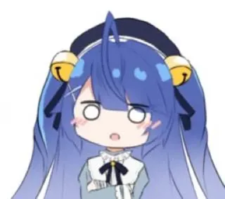 😮 Anime Mädchen, Chibi, Süß, Blaue Haare, Überrascht telegram sticker
