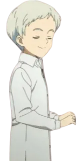 🤗 Norman The Promised Neverland Anime, Manga, Junge, lächelnd, weißes Haar, The Promised Neverland, Norman telegram sticker