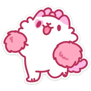 🥳 cat, kawaii, pom-poms, cute, chibi, cartoon, sticker telegram sticker