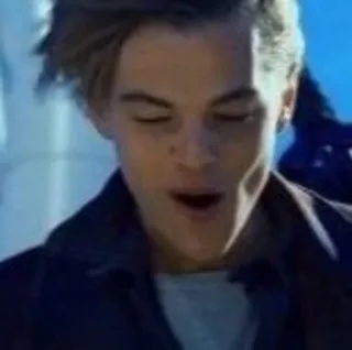 😮 Leonardo DiCaprio, aktor, celebryta, film, Titanic, mem telegram sticker