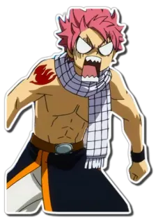 😡 Natsu Dragneel Fairy Tail anime, natsu, fairy tail, fire, guild mark, mage telegram sticker
