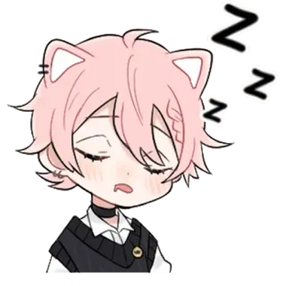 😴 ZZZ sleeping, cat ears, chibi, anime, cartoon whatsapp sticker