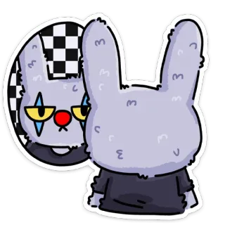 🤡 兔子, 小丑, 格子, 贴纸, 卡通, 动物 telegram sticker