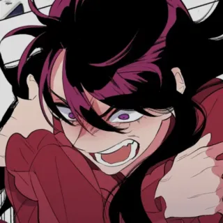 🤬 Anime, Charakter, Ausdruck, Cartoon, Wütend, Lila Haare whatsapp sticker