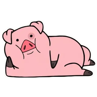 😉 Waddles Gravity Falls babi, kartun, imut, berbaring, merah muda telegram sticker