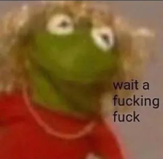 🙂 Kermit wait a fucking fuck Kermit, Meme, ofensivo, insultos telegram sticker