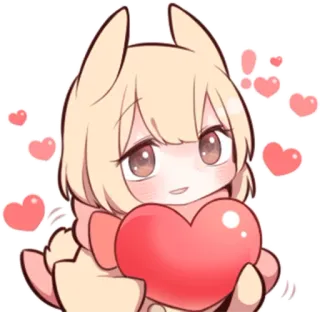 ❤️ 애니메이션, 귀여운, 하트, 사랑, 토끼 귀, 카와이, 만화 telegram sticker