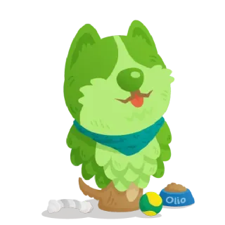 🐶 Olio hond, dier, groen, huisdier, schattig, cartoon telegram sticker