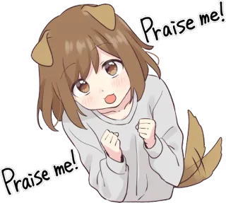 😎 Praise me! Anime, Perro, Chica, Lindo, Petición telegram sticker