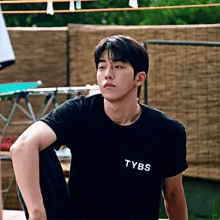 ❤️🔥 TYBS homme, portrait, coréen, asiatique, t-shirt noir, tybs telegram sticker