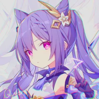 🙁 Keqing Genshin Impact Anime, Genshin Impact, Keqing, Videospiel, Anime-Mädchen, lila Haare whatsapp sticker