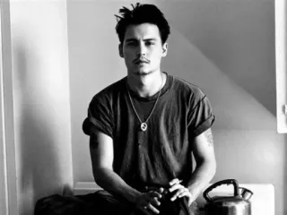 💗 Johnny Depp actor, celebrity, portrait, black and white, male, person telegram sticker