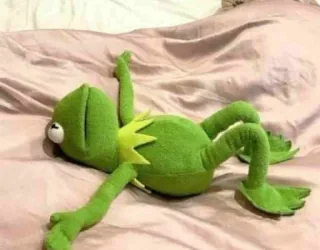 😐 Kermit Kermit the Frog, puppet, meme, frog, lying down telegram sticker