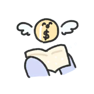 🥸 moneta, latający, skrzydła, czytanie, książka, pieniądze, dolar telegram sticker