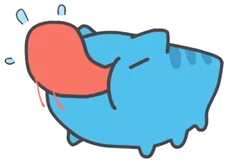 😠 gato, fofo, animal, desenho animado, azul, adesivo telegram sticker