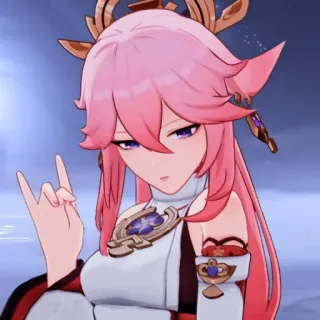 🦊 Yae Miko Genshin Impact Аниме, Genshin Impact, Яэ Мико, Персонаж, Видеоигра whatsapp sticker