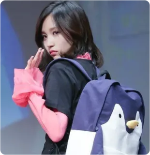👋 donna, zaino, pinguino, persona, Mina telegram sticker
